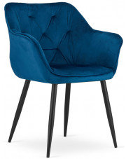 Komplet niebieskich welurowych krzeseł metalowych 2 szt. - Daris