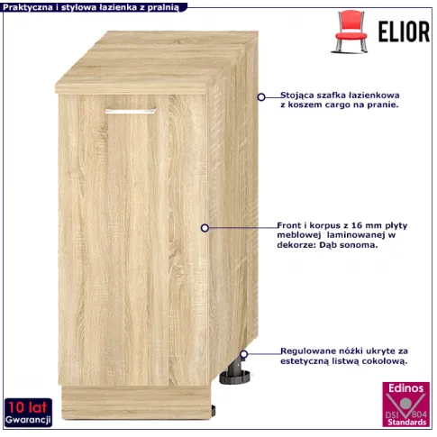 Szafka łazienkowa z koszem cargo dąb sonoma Ariana 3X