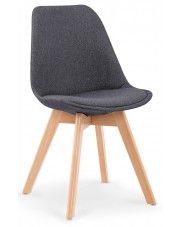 Stylowe tapicerowane krzesło drewniane Nives - ciemny popiel
