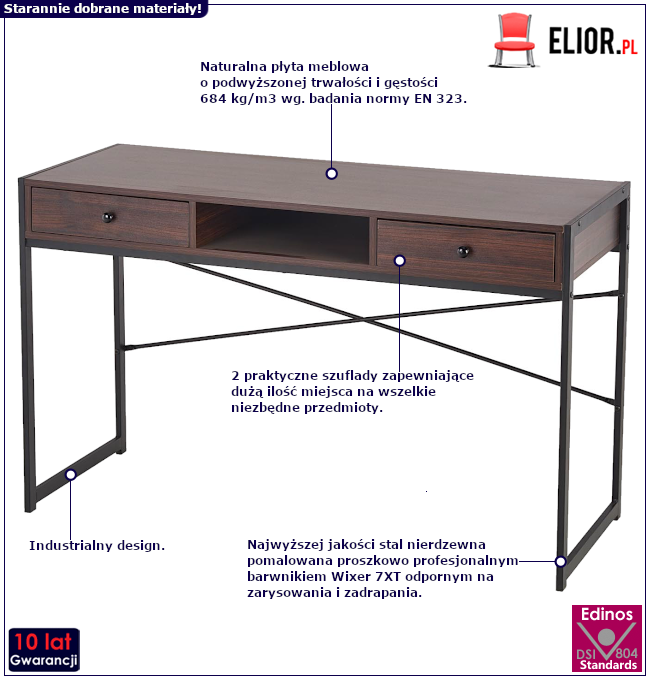 Produkt Industrialne biurko do toaletki z 2 szufladami - Stendar