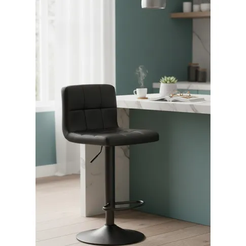 Czarny hoker barowy z siedziskiem z ekoskóry   Lemmi 3X