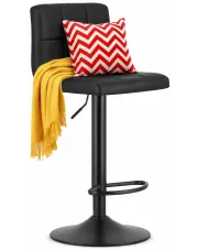 Czarny hoker barowy z siedziskiem z ekoskóry - Lemmi 3X w sklepie Edinos.pl