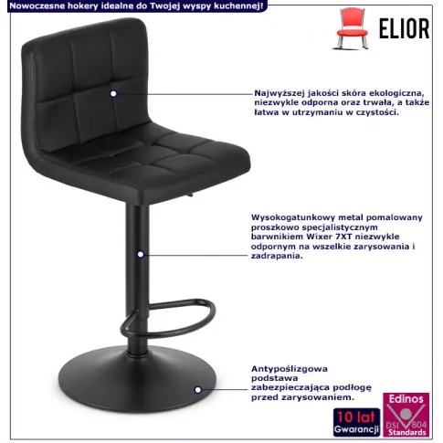 Infografika czarnego hokera kuchennego fazi 3x