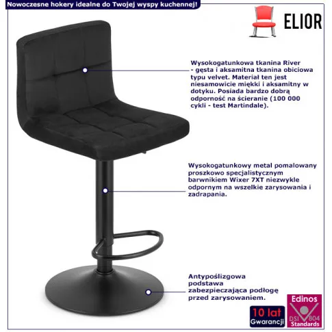 Infografika czarnego hokera kuchennego fazi 4x