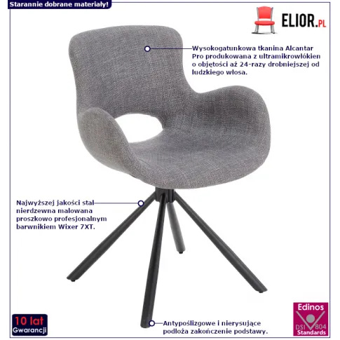 Szare nowoczesne krzesło Lorkan