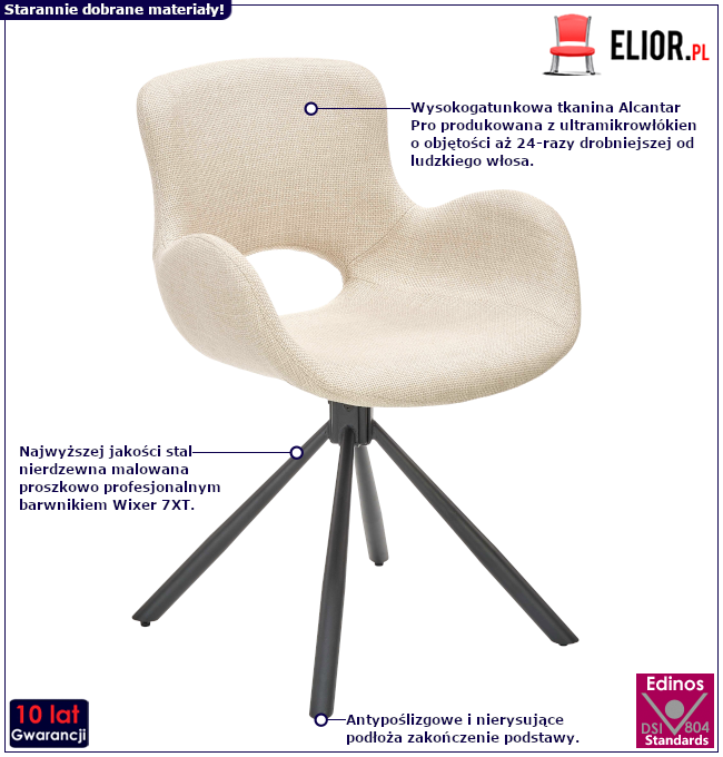 Produkt Beżowe tapicerowane krzesło - Lorkan