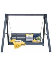 Szara drewniana huśtawka stojąca ogrodowa 160 cm - Kaori 3X w sklepie Edinos.pl