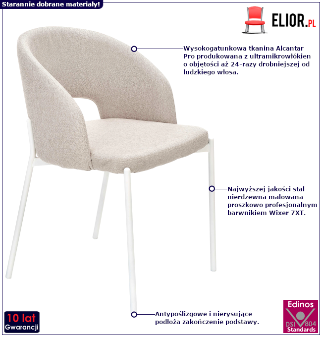 Produkt Beżowe tapicerowane krzesło - Milko