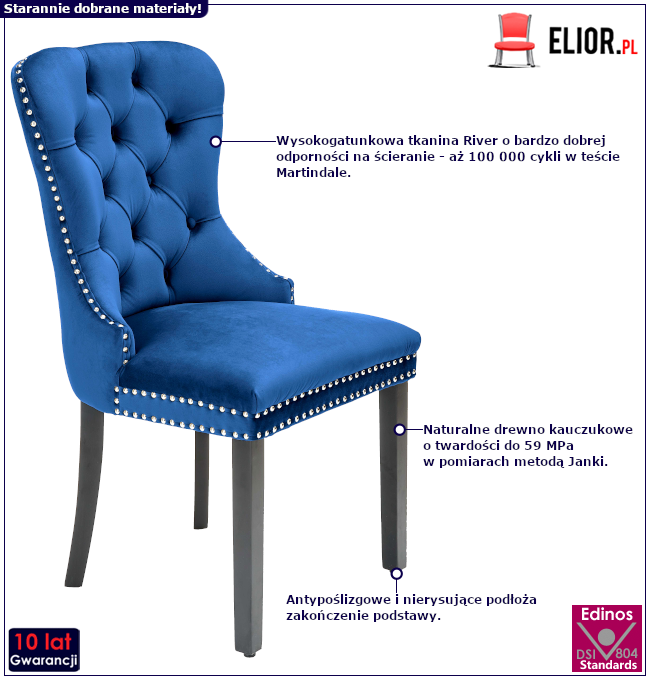 Produkt Niebieskie welurowe krzesło - Erega