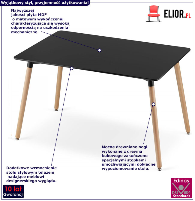 Czarny stół do nowoczesnej kuchni Aliew