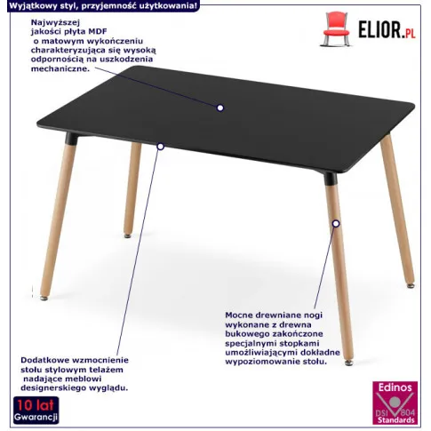 Stylowy stolik kuchenny czarny  Ingram