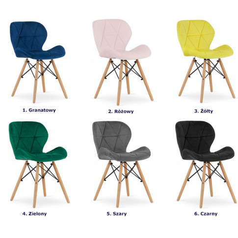kolory kompletu 4 aksamitnych krzeseł kuchennych nowoczesnych zeno 4s