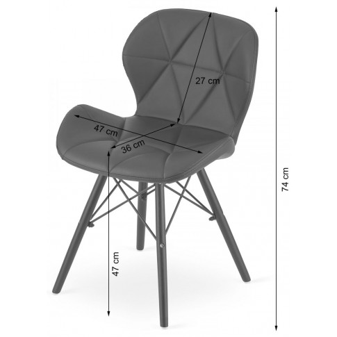 wymiary krzesła z zestawu 4 szt krzeseł kuchennych zeno 5s
