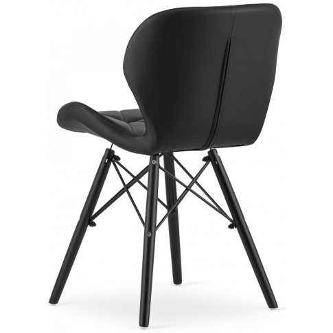 4x krzesło tapicerowane skóra ekologiczna czarne drewniane zeno 5s