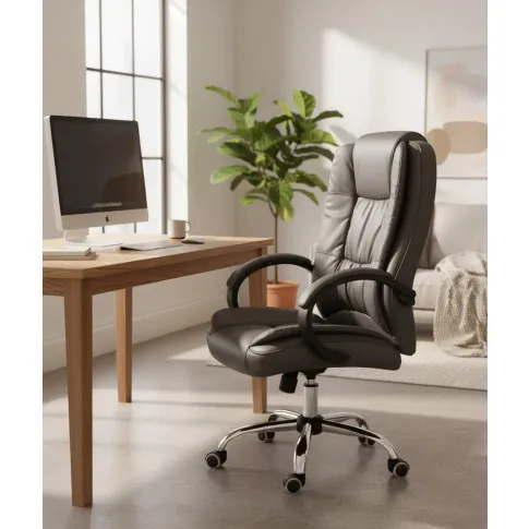 Fotografia Szary skórzany fotel obrotowy - Loko z kategorii Fotele obrotowe