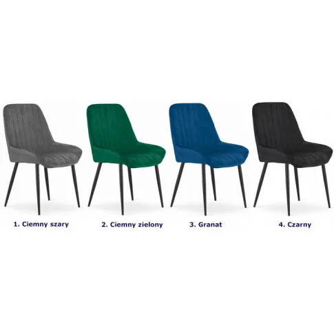 kolory zestawu 4 aksamitnych krzeseł do jadalni werso