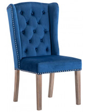 Niebieskie tapicerowane krzesło welurowe z kołatką - Oksana w sklepie Edinos.pl