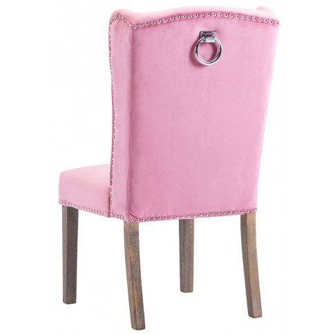 różowe welurowe krzesło do jadalni gabinetu salonu oksana