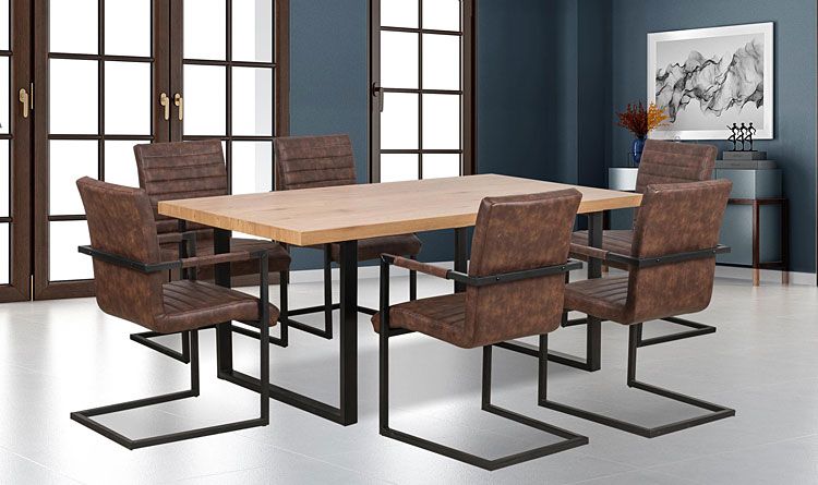 Brązowe krzesło w industrialnym stylu Belix