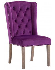 Fioletowe krzesło drewniane tapicerowane z kołatką - Oksana w sklepie Edinos.pl