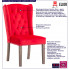 Infografika welurowego czerwonego krzesła z kołatką oksana