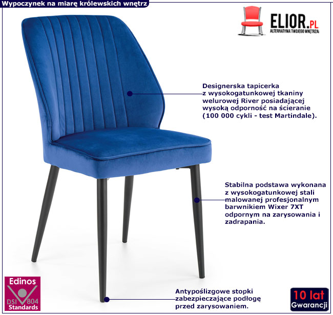 Nowoczesne tapicerowane krzesło glamour Agaro