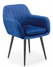 Niebieskie krzesło tapicerowane welurem - Mides w sklepie Edinos.pl