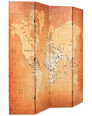 Wewnętrzny parawan z motywem mapy świata - Torrus 160 x 170 cm
