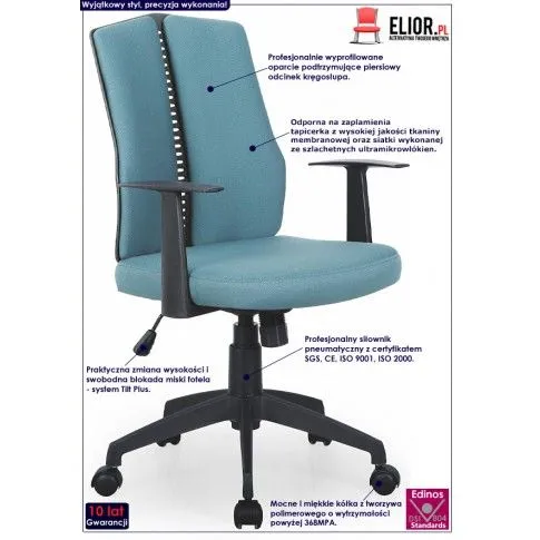 Fotografia Fotel obrotowy Ilia - turkusowy z kategorii Fotele obrotowe