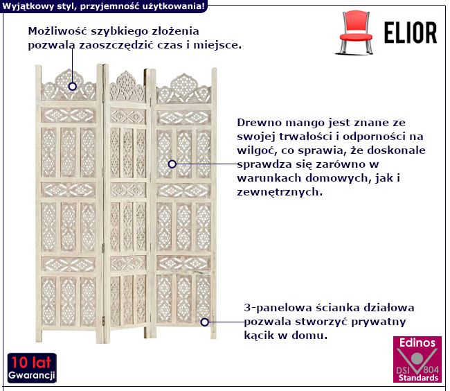3-panelowy parawan pokojowy Diviso