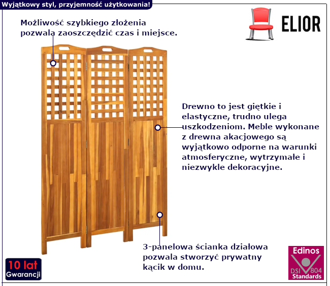 3-panelowy parawan pokojowy Naron