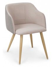 Tapicerowane krzesło kubełkowe z podłokietnikami Limer - beżowe + popiel w sklepie Edinos.pl
