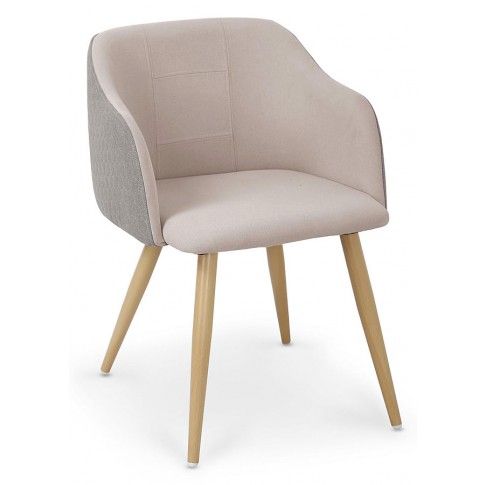 Zdjęcie produktu Tapicerowane krzesło kubełkowe z podłokietnikami Limer - beżowe + popiel.