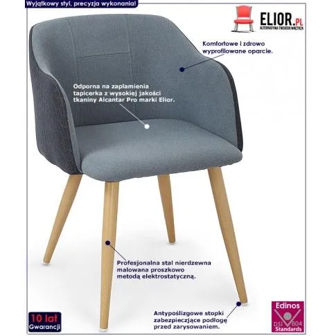 Fotografia Krzesło kubełkowe z printem Mervex - niebieskie z kategorii Krzesła