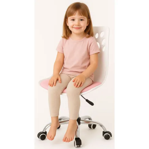 bialo rozowy fotel obrotowy dla dziewczynki parpa