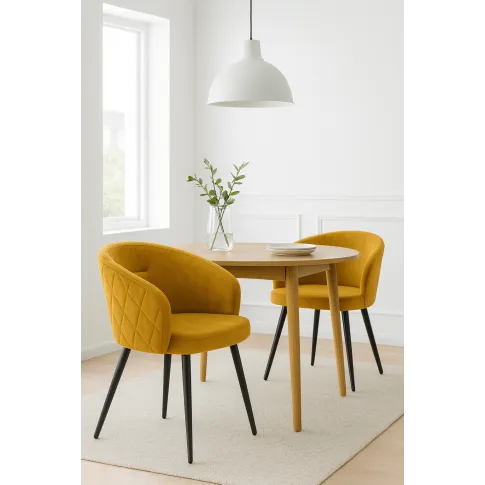 Musztardowe pikowane krzesło nowoczesne   Bila