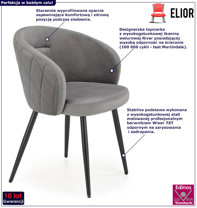 Zielone welurowe krzesło Bila