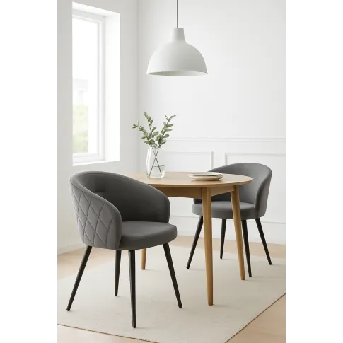 Szare welurowe krzesło pikowane    Bila