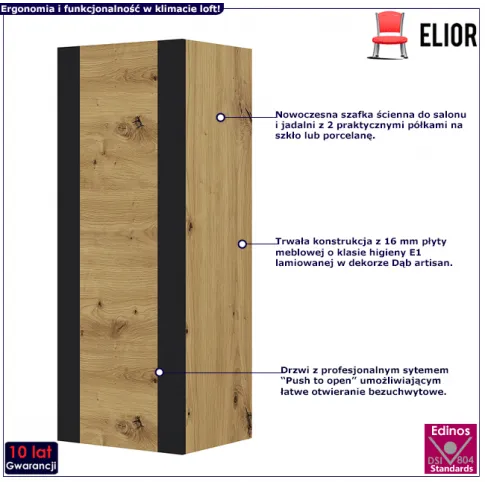 Szafka naścienna do salonu dąb artisan Birma 6X