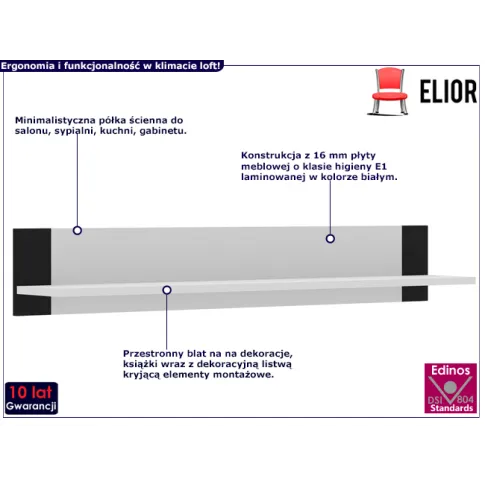 Nowoczesna białą wisząca półka Birma 8X