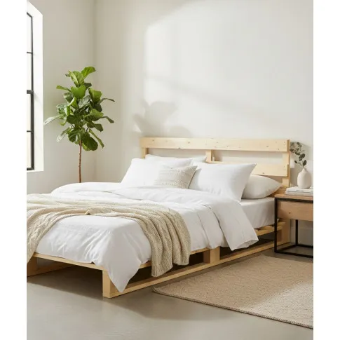 Drewniane łóżko z zagłówkiem   Lugasia 160 x 200 cm