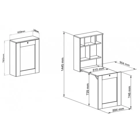 Wymiary wiszącego biurka Olsen