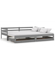Szare łóżko z podwójnymi szufladami na pościel - Duet 3X 90 / 180 x 200 cm w sklepie Edinos.pl
