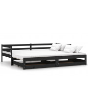 Wysuwane łóżko z szufladami czarny - Duet 3X 90 / 180 x 200 cm w sklepie Edinos.pl