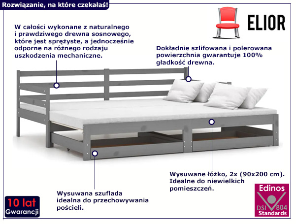 Łóżko Duet 4X szary