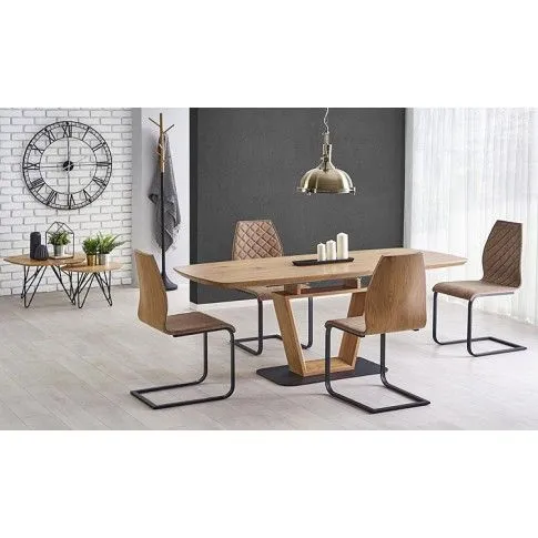 Szczegółowe zdjęcie nr 4 produktu Industrialne krzesło na płozach Alsen - brązowe
