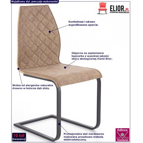 Fotografia Industrialne krzesło na płozach Alsen - brązowe z kategorii Krzesła metalowe