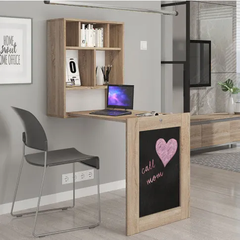 Wizualizacja z rozkładanym biurkiem dąb sonoma Olsen