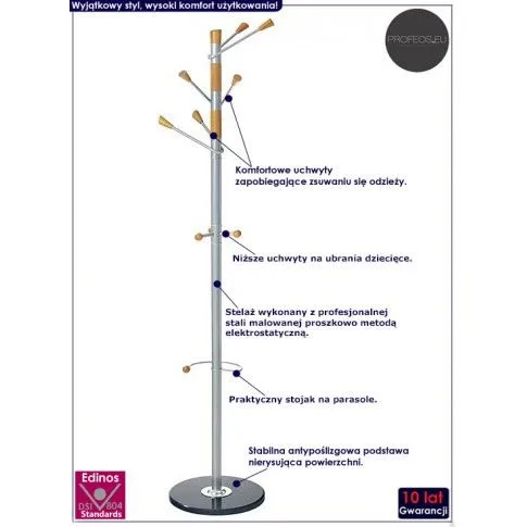 Fotografia Wieszak stojący Inderio 4X - srebrny z kategorii Meble na ubrania