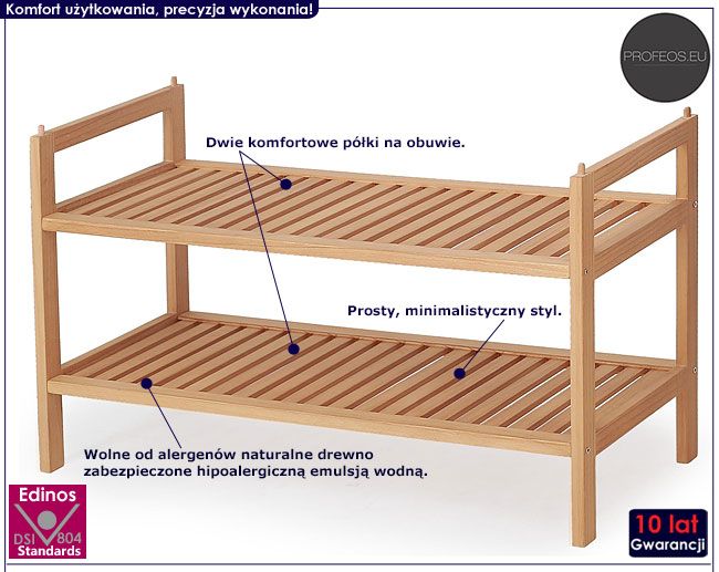 Drewniany stojak na obuwie do przedpokoju Randon